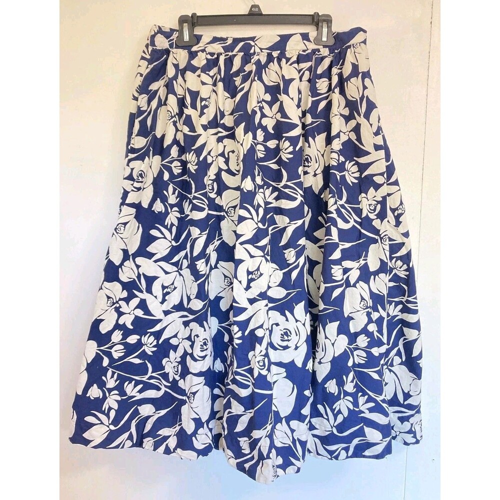 A New Day Skirt Womens XL Blue White Floral Boho Festival Granola Coastal Beach